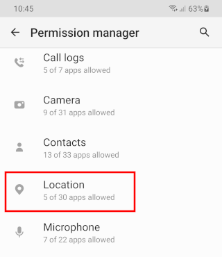 Open location app permissions on Android