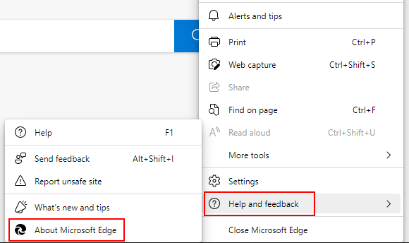 Open Microsoft Edge about page