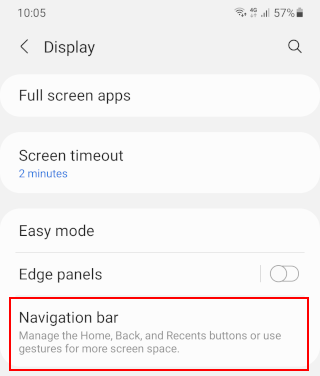 Open navigation bar settings
