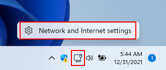 Open Network and Internet settings in Windows 11