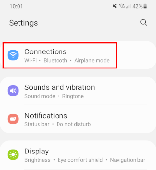 Open network and internet settings on Android