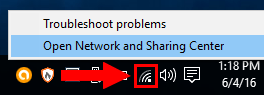 Open Network and Sharing Center in Windows