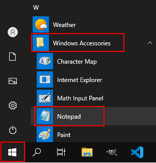 Open Notepad in Windows 10