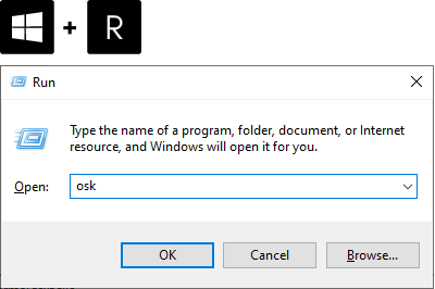 Ouvrir le clavier à l'écran dans Windows 10 via Exécuter