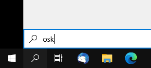 Open on-screen keyboard in Windows 10 via search