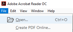 open pdf form or document in adobe acrobat reader dc