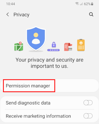 Open permission manager on Android