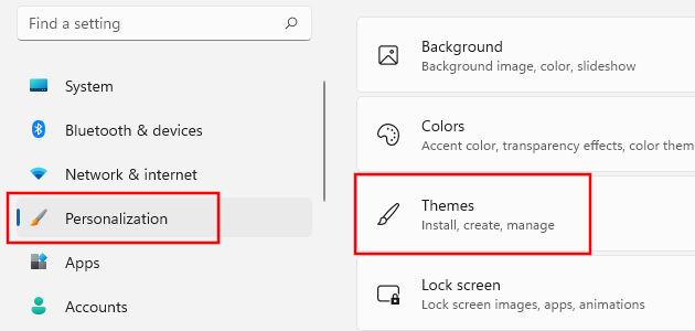 Open Personalization and Themes settings in Windows 11