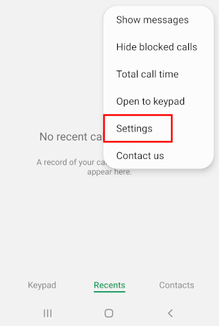 Open Phone app settings