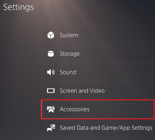 Open PlayStation 5 Accessories settings