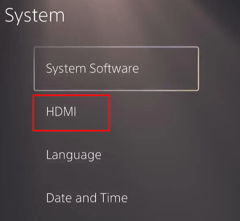 Open PlayStation 5 HDMI settings