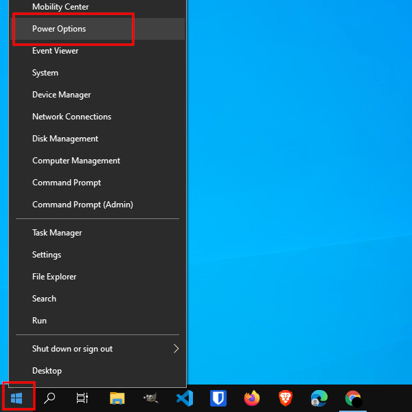 Open Power Options in Windows 10