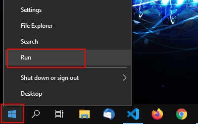 Open Run window in Windows 10