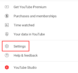 Open settings in YouTube app
