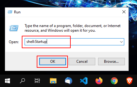 Open Startup folder in Windows 10