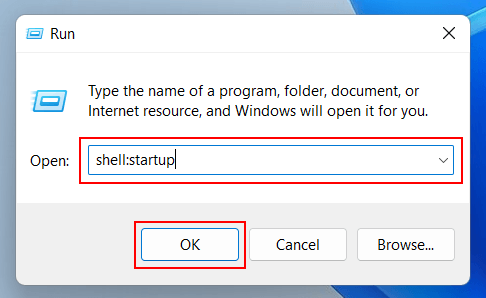 Open Startup folder in Windows 11