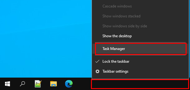 Open Task Manager in Windows 10