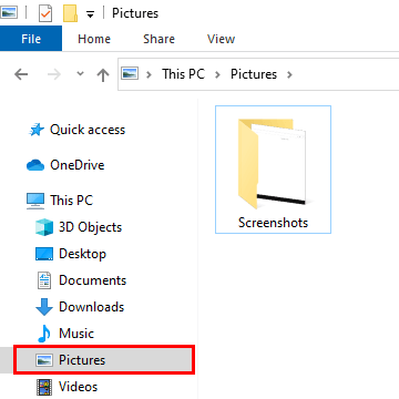 Open the Pictures folder in Windows 10