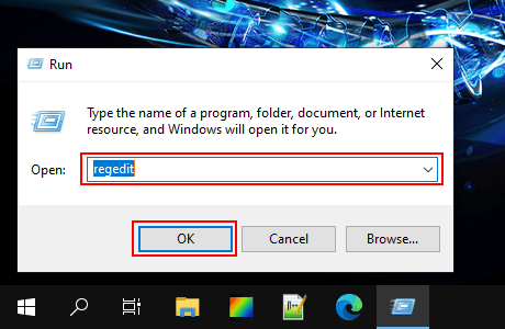Open the Registry editor in Windows 10