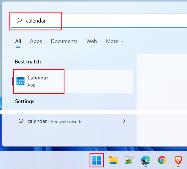 Open the Windows Calendar app
