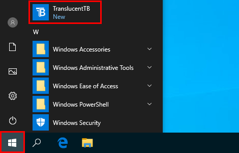 Open TranslucentTB in Windows 10