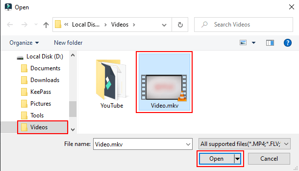 Open video file in Filmora
