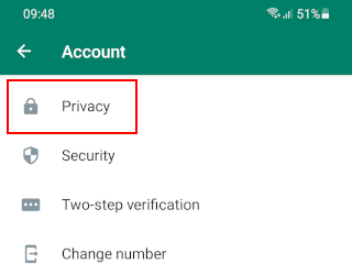 Open WhatsApp privacy settings