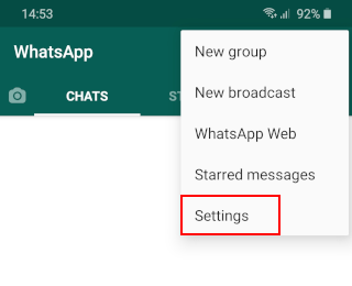 Open WhatsApp settings