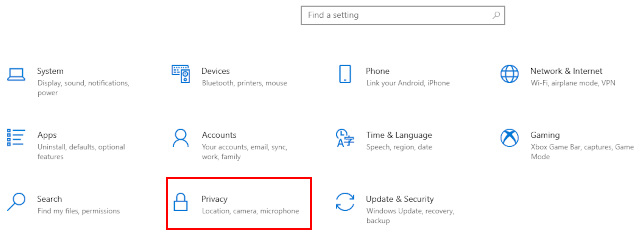 Open Windows 10 privacy settings