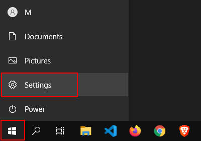 Open Windows 10 settings