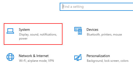 Open Windows 10 system settings