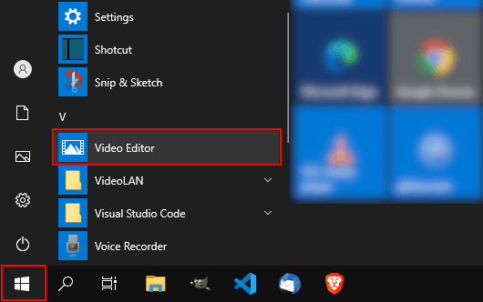 Open Windows 10 video editor