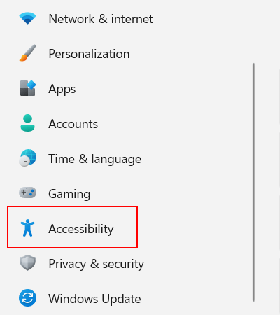 Open Windows 11 Accessibility settings