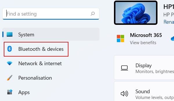 Open Windows 11 Bluetooth and devices settings