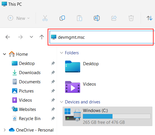 Open Windows 11 Device Manager using File Explorer