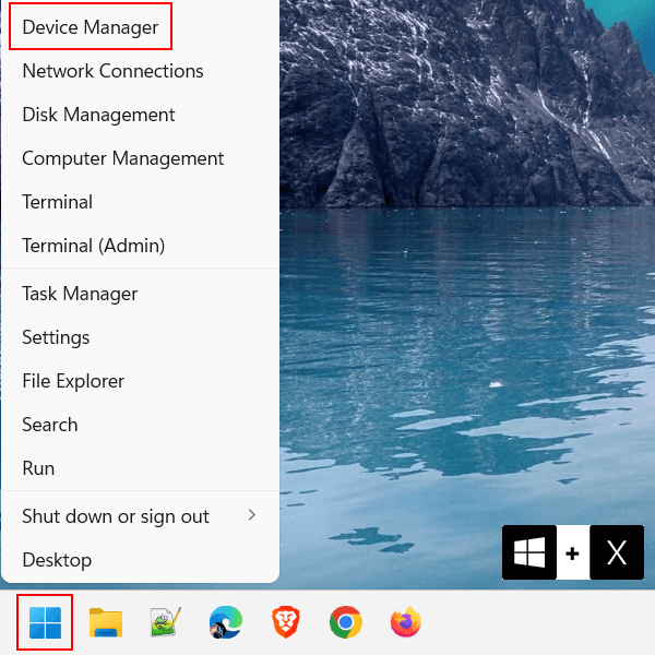 Open Device Manager in Windows 11 using the WinX menu