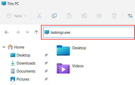 Open Windows 11 Task Manager using File Explorer