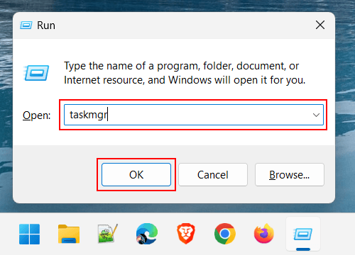 Open Windows 11 Task Manager using Run