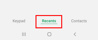 Open your recent calls list on a Samsung phone
