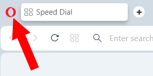 Opera browser menu button