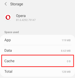 Opera mobile cache