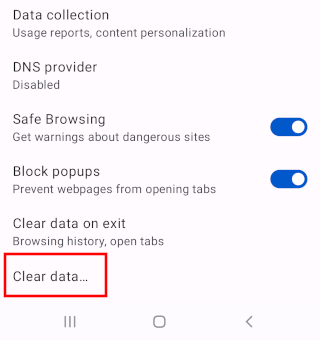 Opera mobile clear data