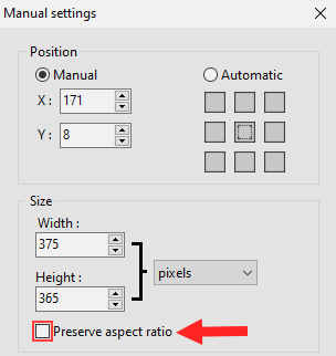PhotoFiltre preserve aspect ratio option