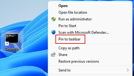 Pin a batch (.bat) file to Windows 11 taskbar