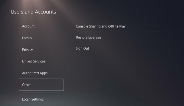 PlayStation 5 Other user and account settings