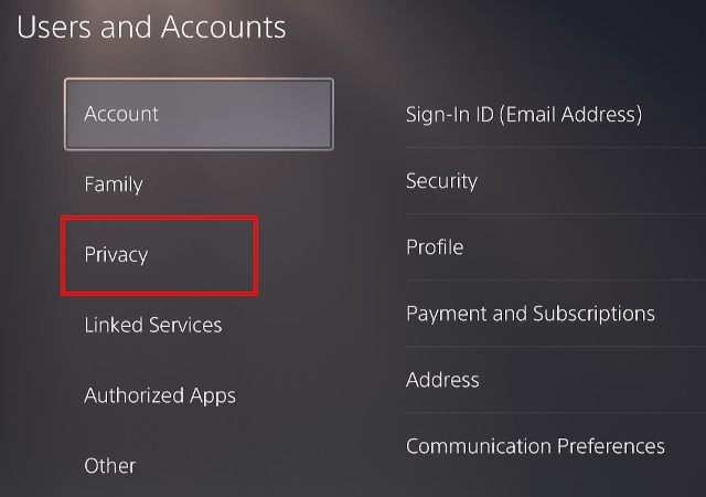 PlayStation 5 privacy settings