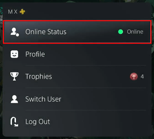 PlayStation 5 profile menu