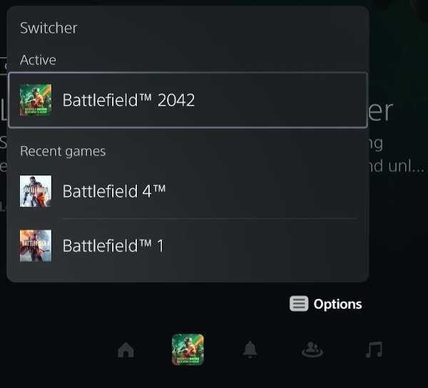 PlayStation 5 switcher menu