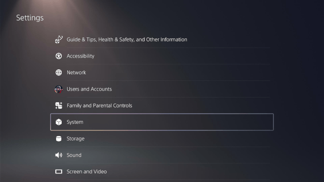 PlayStation 5 System settings