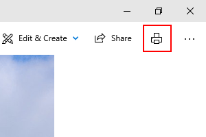 Print button in Windows 10 Photos app